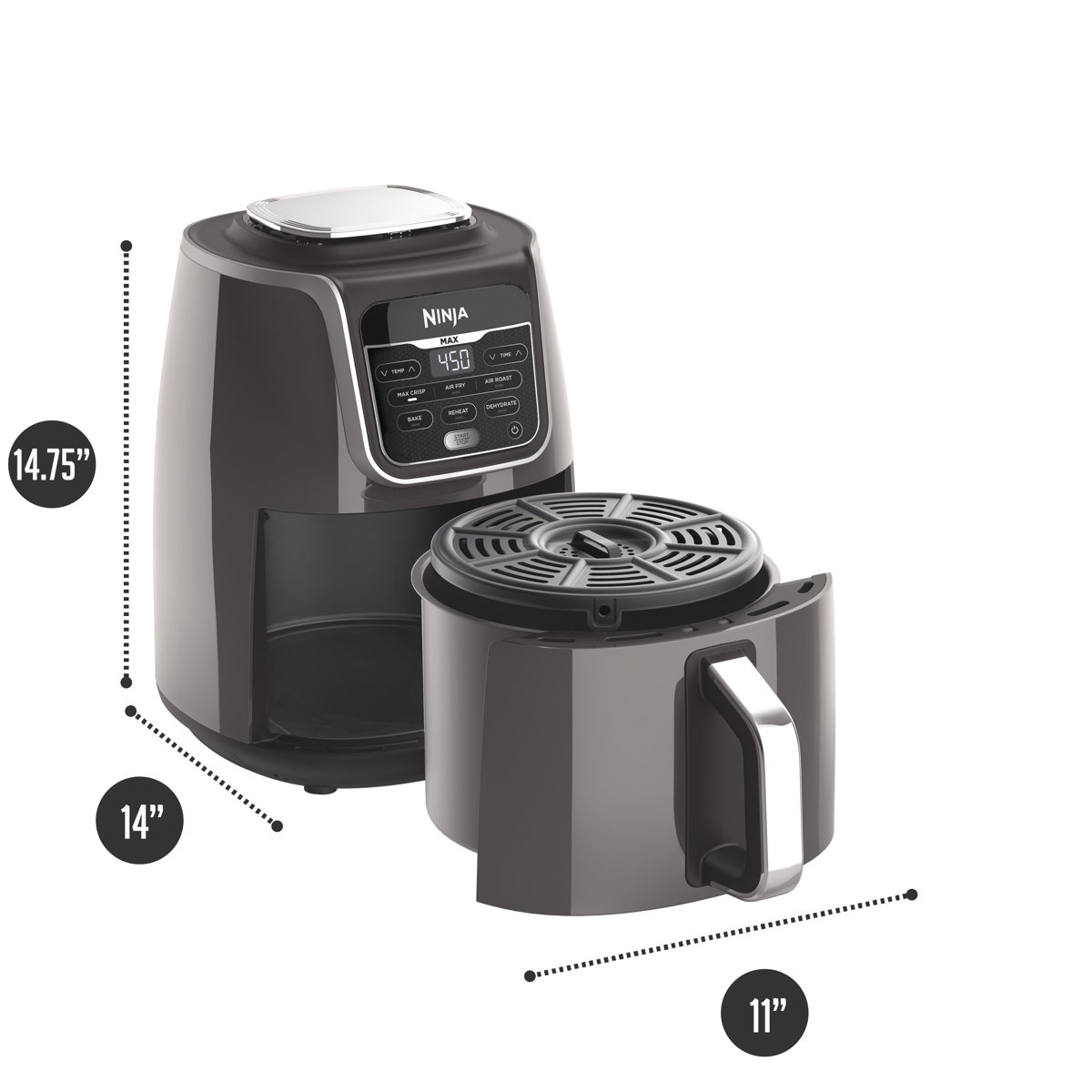Ninja Max XL Air Fryer with 5.5 Quart Capacity, Cook, Crisp, Roast, Bake, Reheat and Dehydrate Functions, Grey